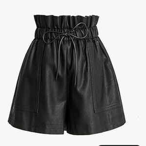 Leather paper bag shorts